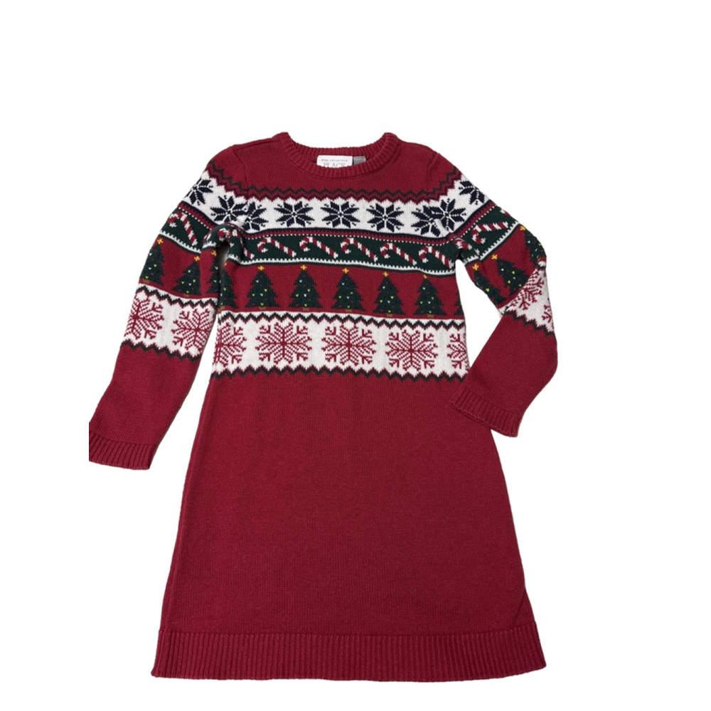 Girls The Children's Place Dress Size 5T Red Christmas Sweater Dress